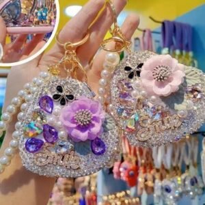 rhinestones heart makeup mirror w08010