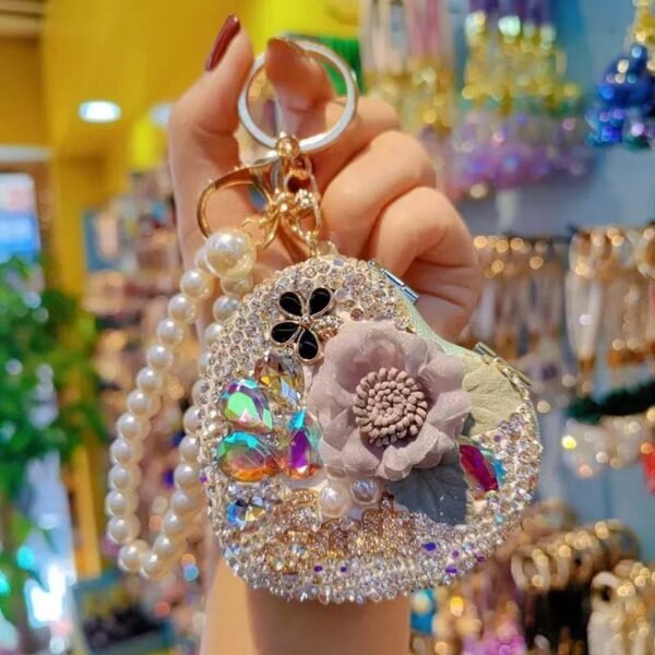 rhinestones heart makeup mirror w08010