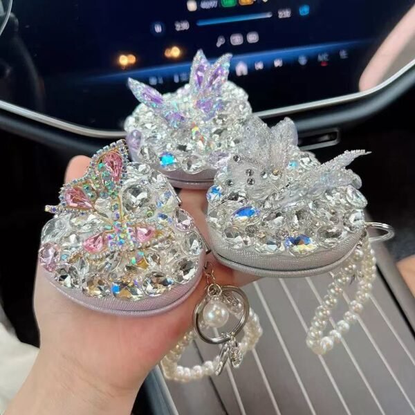 butterfly diamond heart makeup mirror w08040
